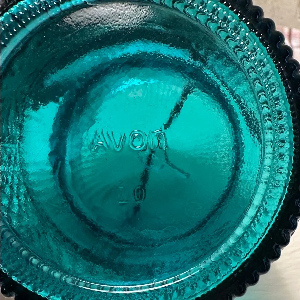 AVON Teal Glass Jar with Handle